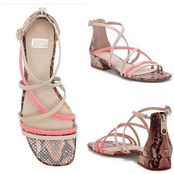 LOUISE ET CIE Snakeskin Eleri Sandals Strappy Flats Boho Sz 9.5 - Picture 2 of 12